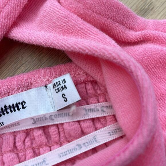 JUICY COUTURE Pink Embellished Cotton Blend Terricloth Crop Twist Neckline Top - Picture 5 of 7